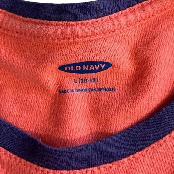 🌴 Old Navy LOVE IT Graphic T-shirt Size L (10-12) Orange - Picture 3 of 7